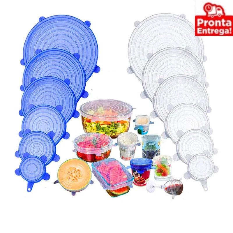 Tampas ajustáveis de Silicone - Kit com 6